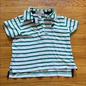 The Beaufort Bonnet Company Green and White Striped Kids Polo